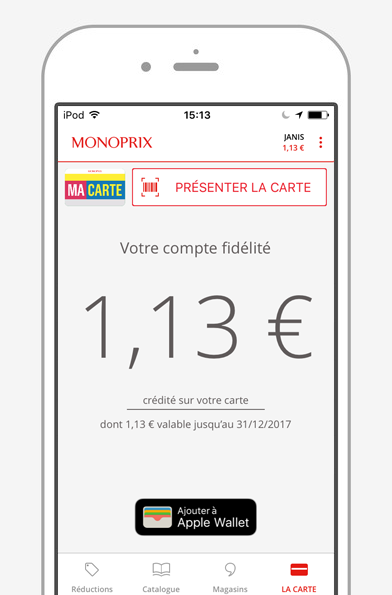 Application carte de fidelité iphone