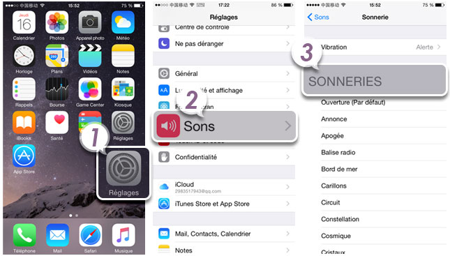 Application iphone message