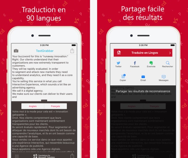 Application traduction photo iphone