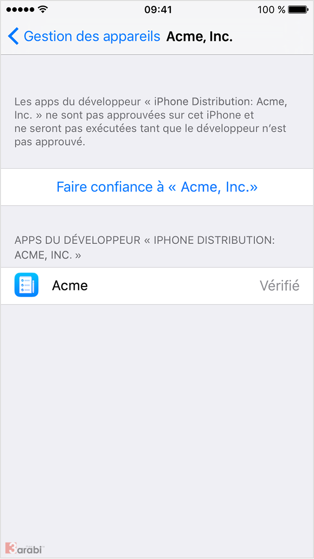 Faire application iphone
