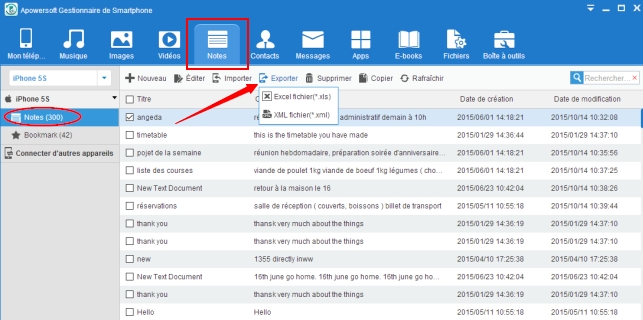Transfert application iphone vers pc