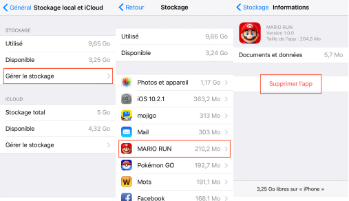 Comment supprimer les données d'une application iphone
