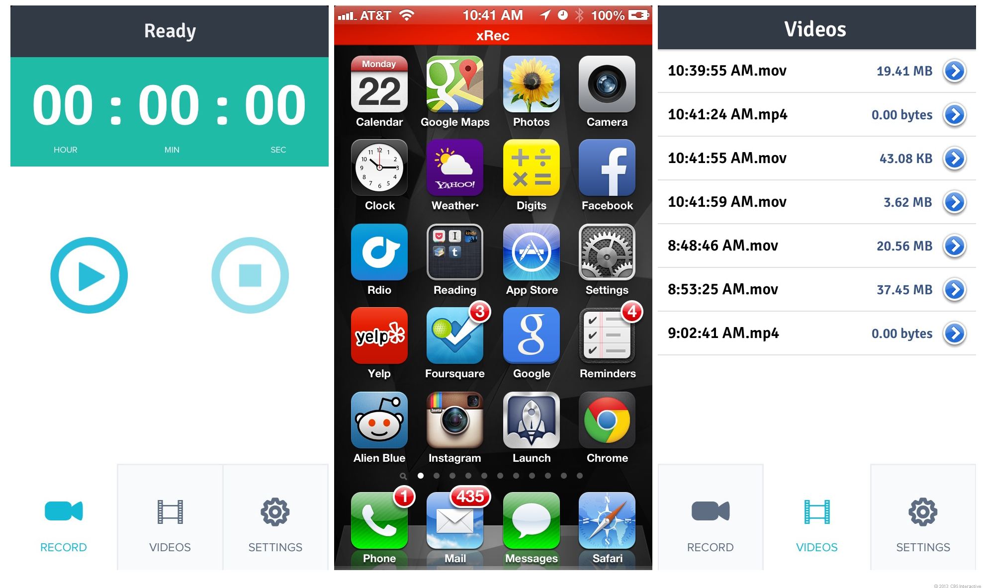 Application screen video iphone