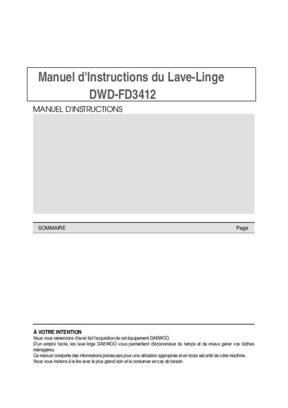 Notice lave linge daewoo