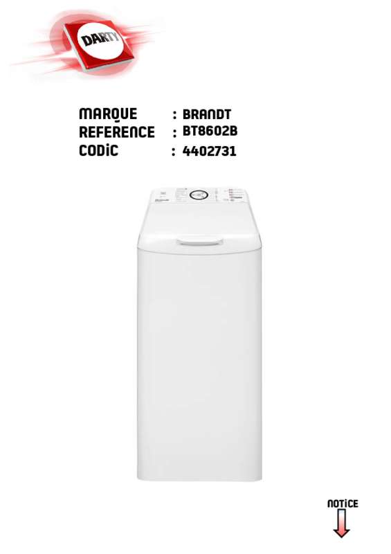 Mode d'emploi lave linge brandt