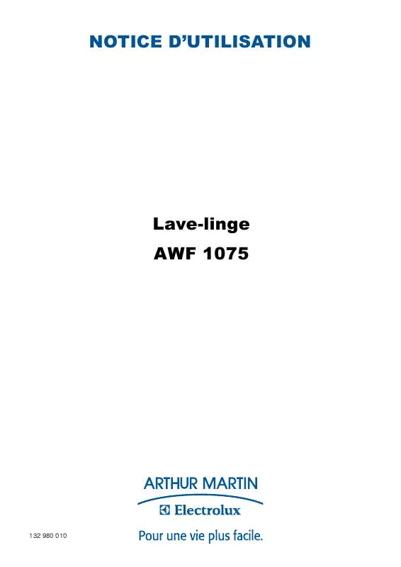 Lave linge arthur martin electrolux notice