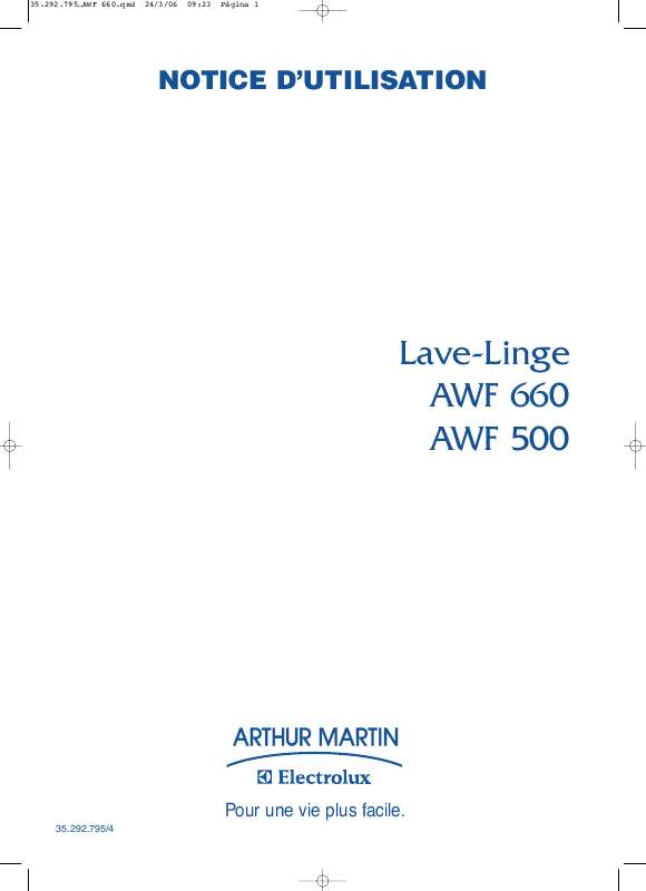 Lave linge arthur martin electrolux perfection notice