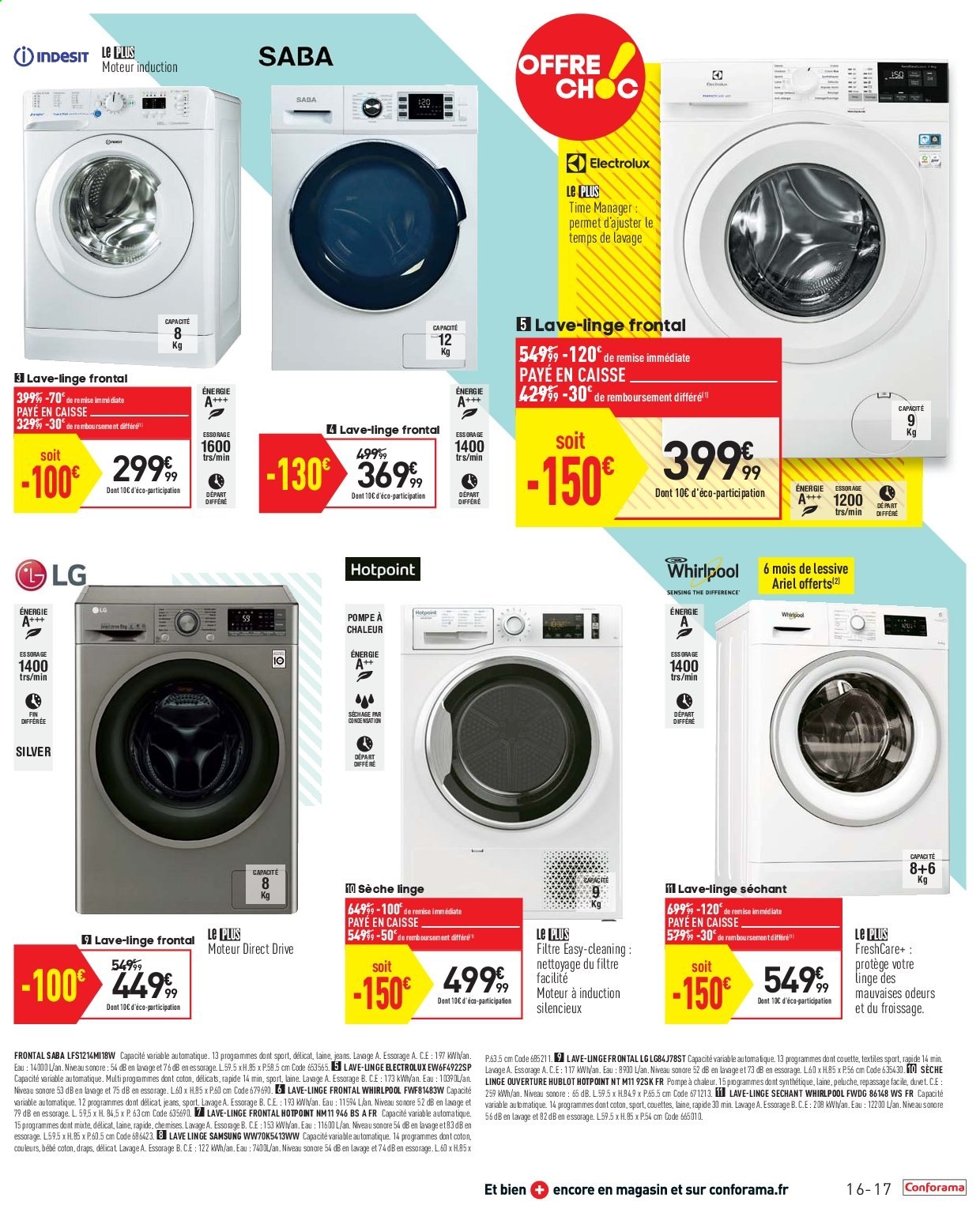Lave linge seche linge conforama