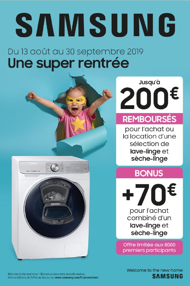 Samsung offre de remboursement lave linge
