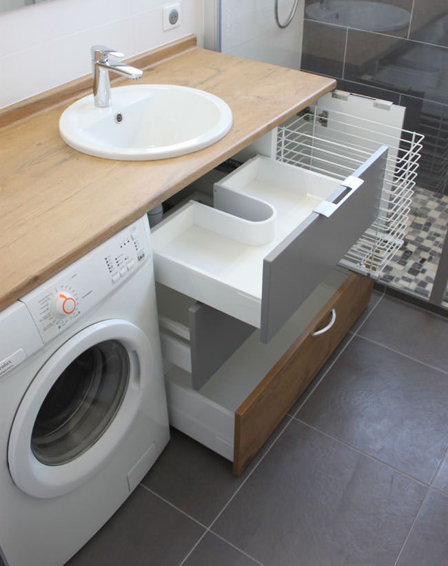 Meuble salle de bain avec lave linge