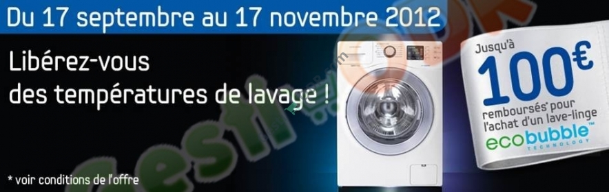 Offre de remboursement lave linge samsung eco bubble