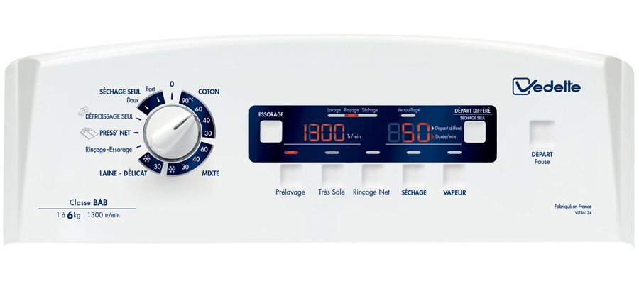 Lave linge séchant ouverture dessus