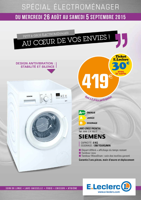 Lave linge pas cher leclerc