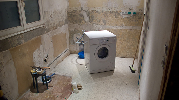 Evacuation lave linge sous sol