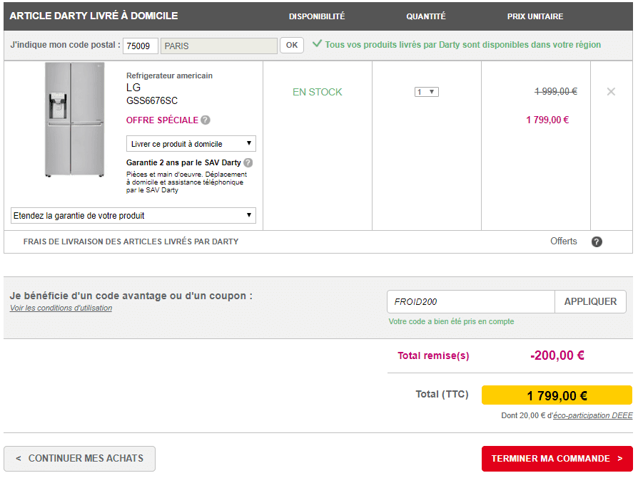 Code promo darty lave linge
