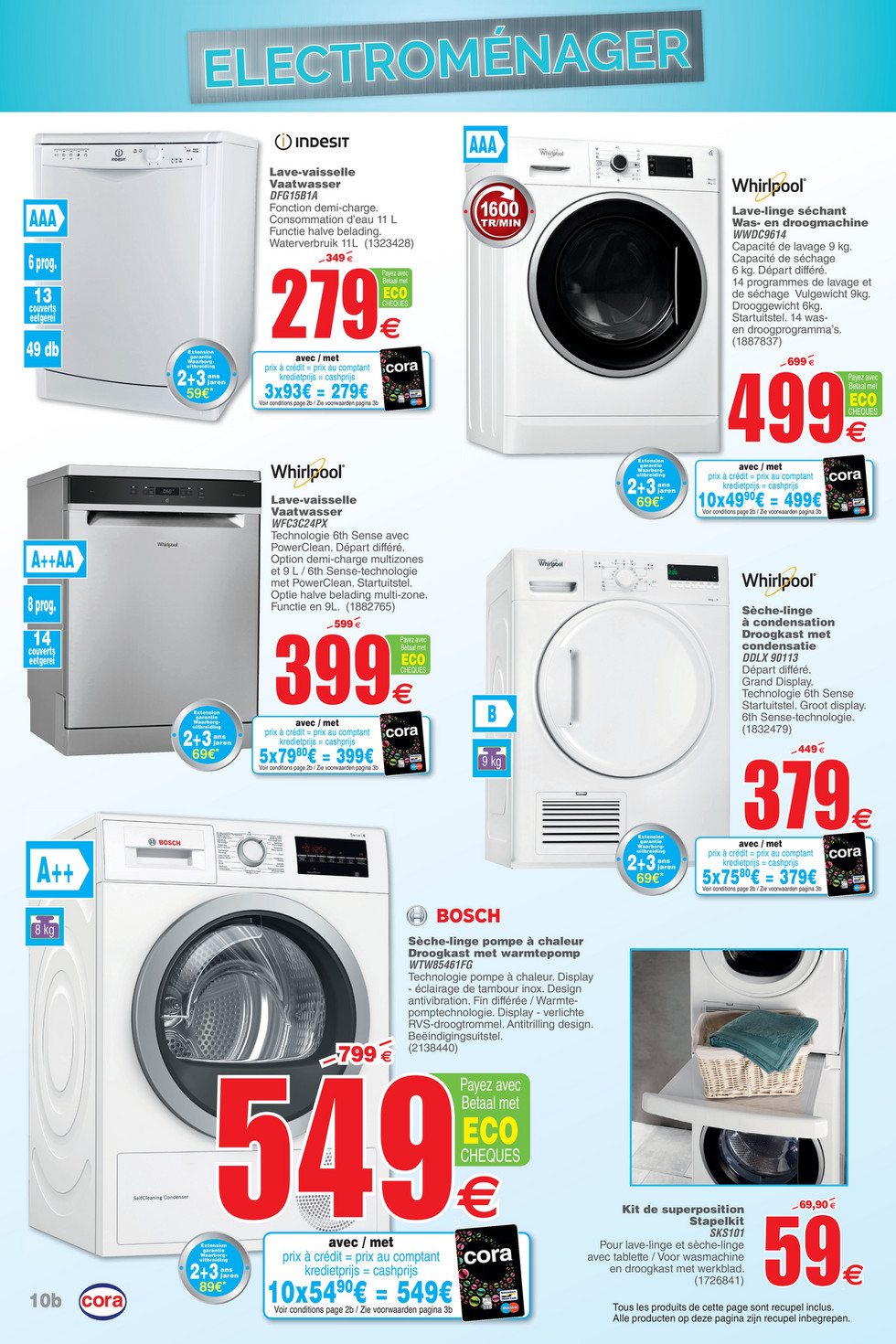 Cora electromenager lave linge