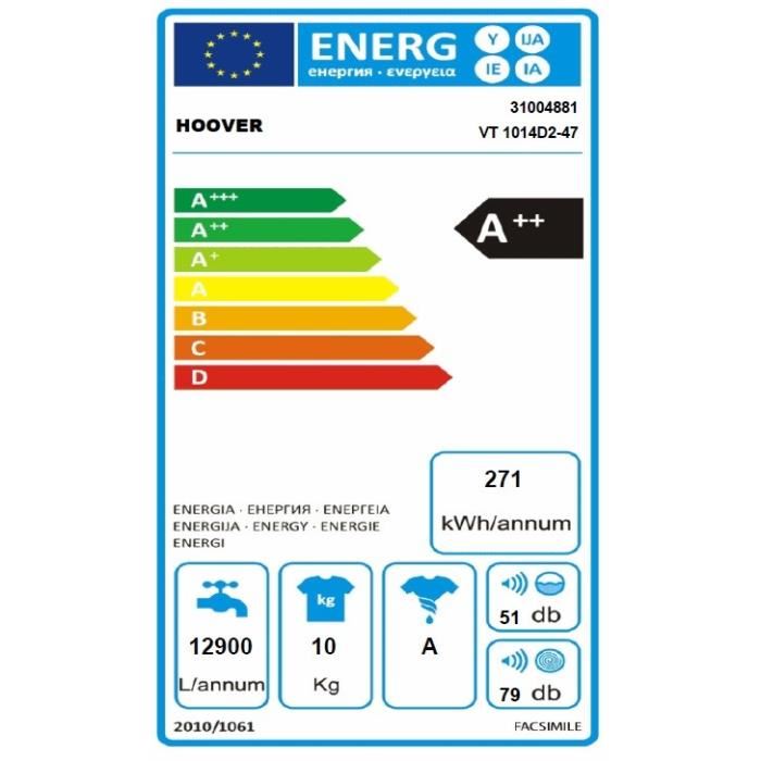 Avis lave linge hoover vt1014d2