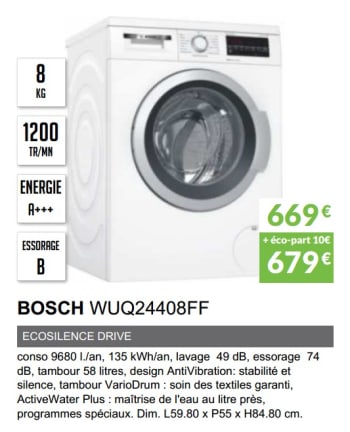 Lave linge bosch wuq24408ff