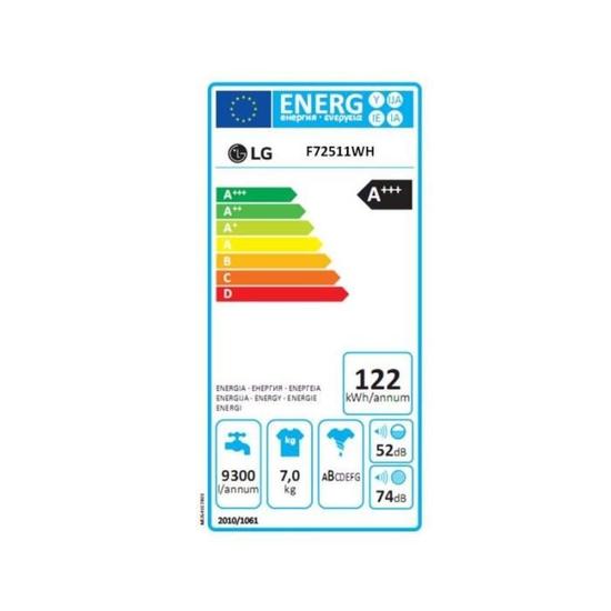 Lave linge lg f72511wh