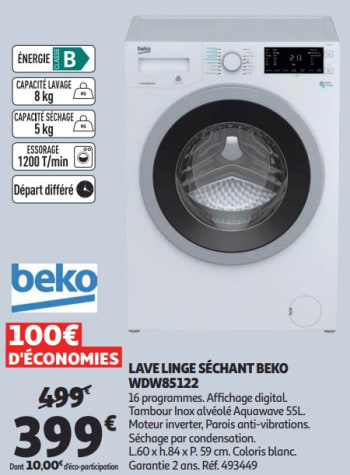 Lave linge sechant auchan