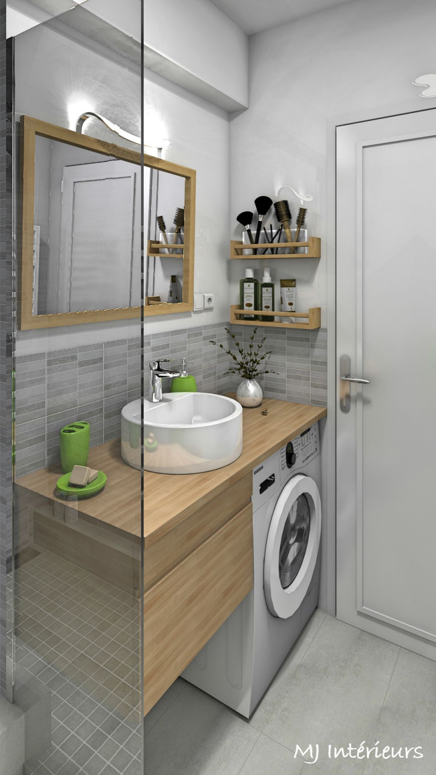 Lave linge dans salle de bain