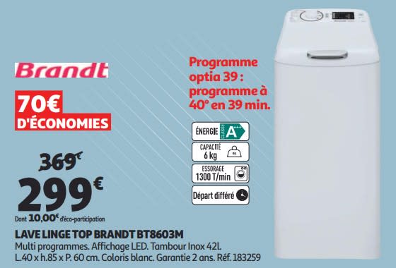 Auchan lave linge top