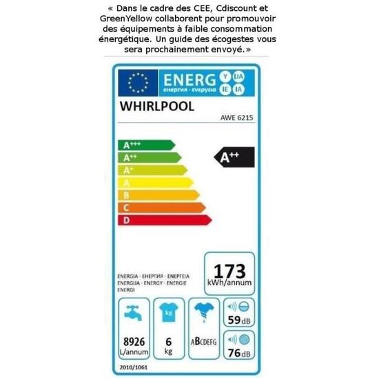Whirlpool awe6215 - lave linge - 6 kg - 1200 t/min - a++