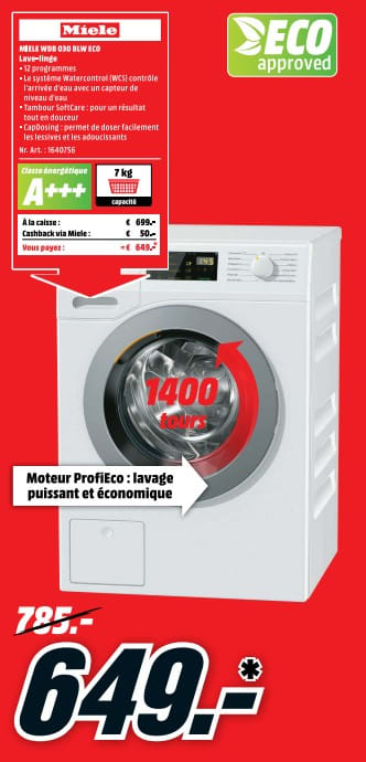 Lave linge hublot miele wdb 030
