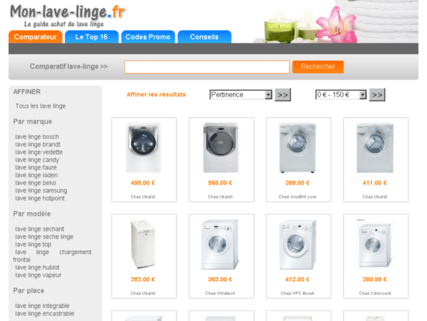 Lave linge comparatif
