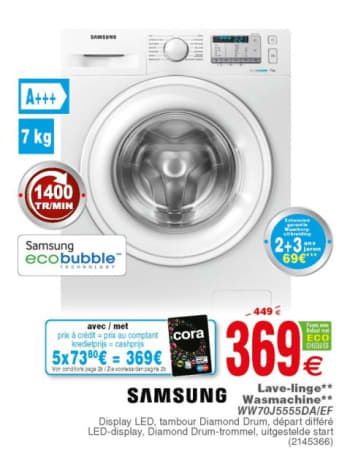Lave-linge 7 kg samsung ww70j5555da