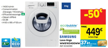 Carrefour lave linge samsung