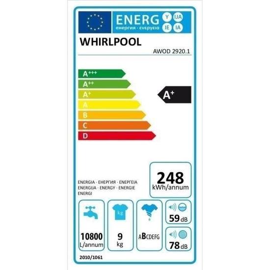 Whirlpool awod2920 lave linge