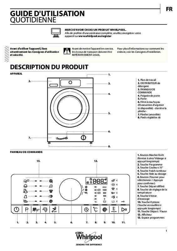 Lave linge frontal whirlpool fscr 80421